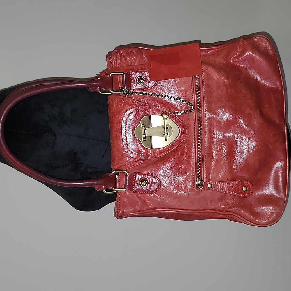 Rough Roses Red Leather Shoulder Bag  Y2K Boho Grunge Purse | Distressed Vintage